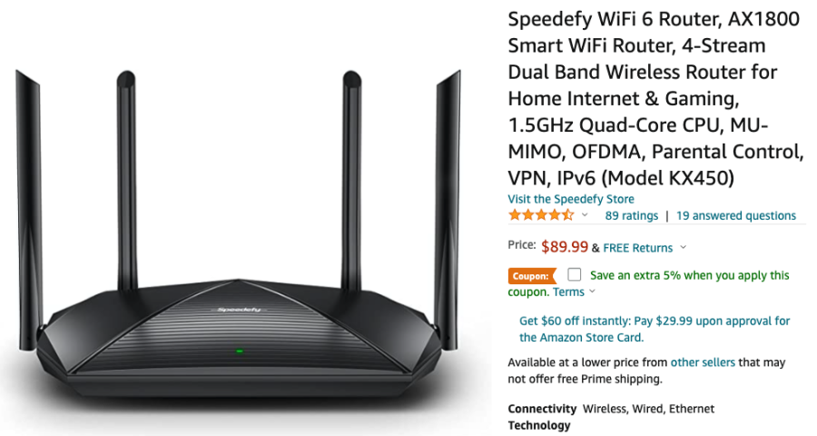 Speedefy WiFi 6 Router, AX1800