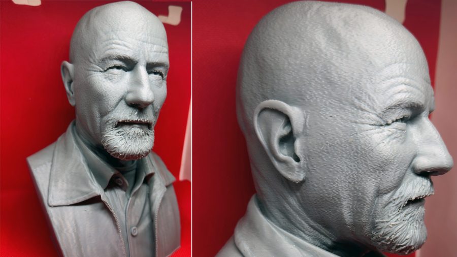A 3d print of Walter White from Breaking Bad
