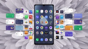 AI image of Samsung Android phone showing apps and widgets / Samsung One UI 7 update expected earlier than anticipated.